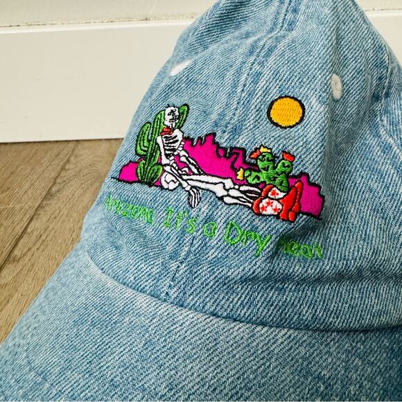 SSI smith southwest denim Arizona “it’s a dry heat” skeleton cactus unisex hat - Picture 2 of 10